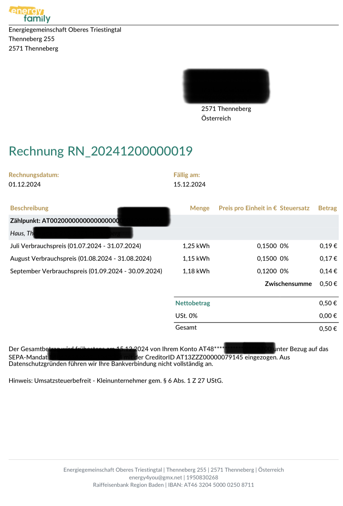 Beispiel Rechnung